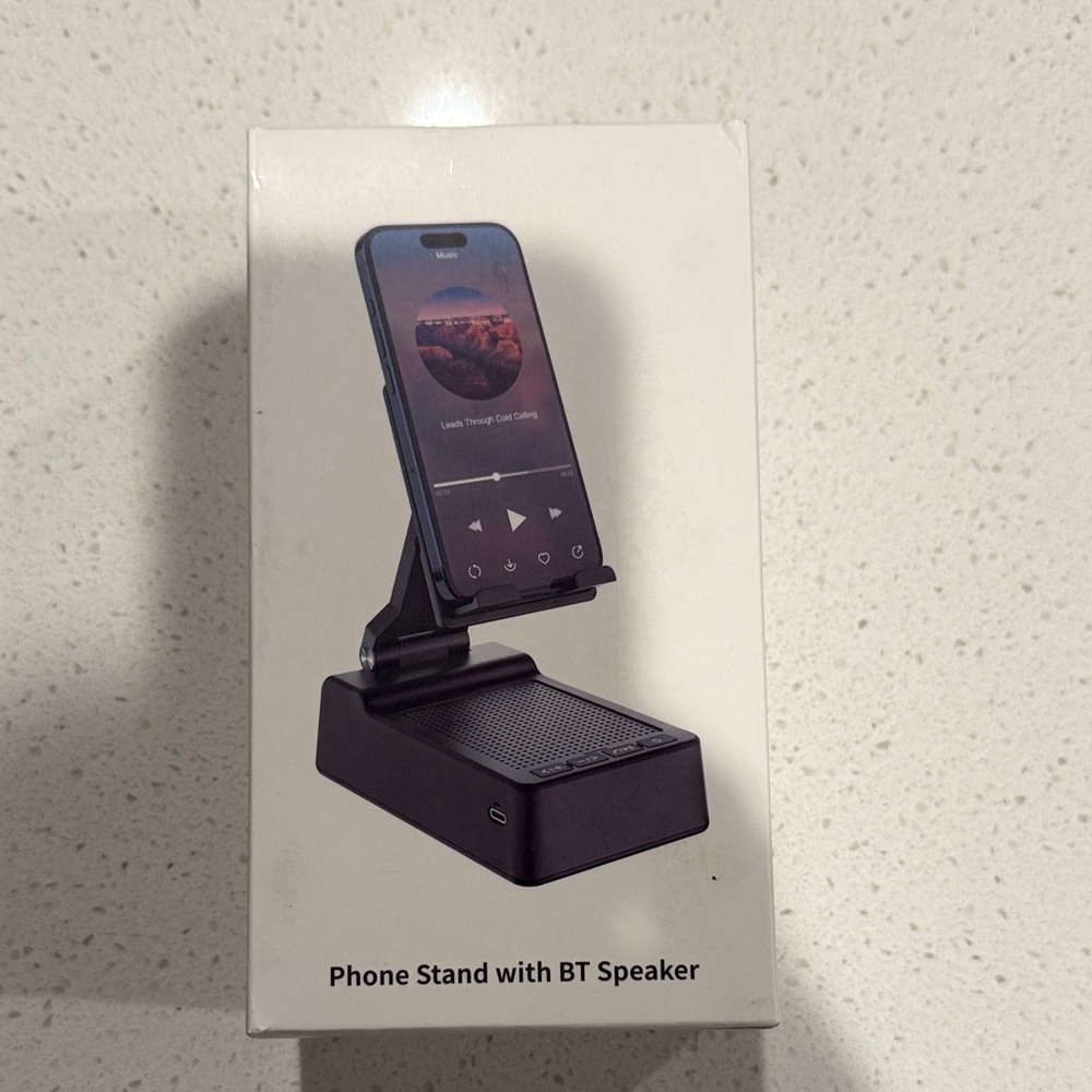 Black Phone Stand with Bluetooth Speaker